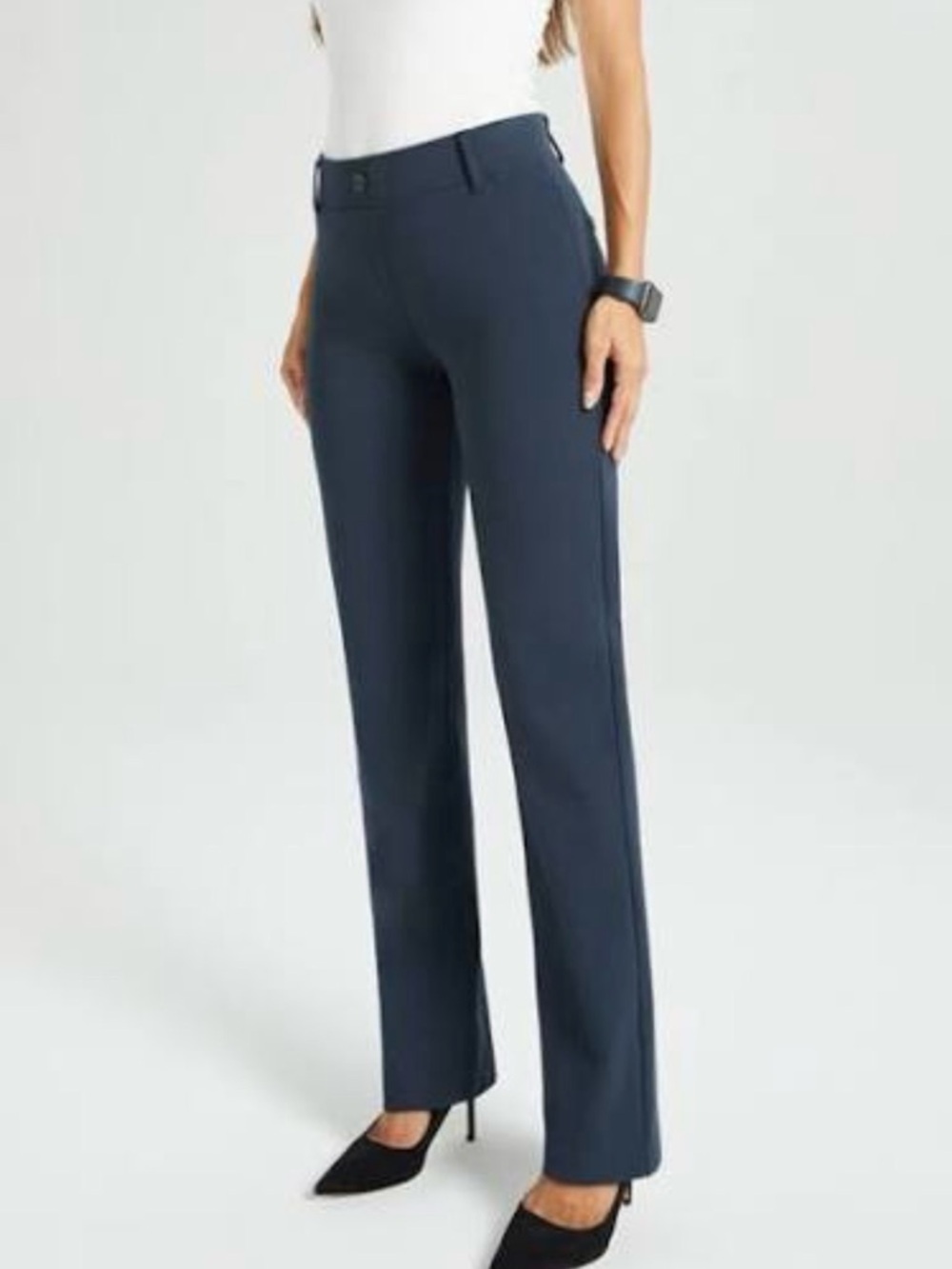 Betabrand Women Classic DPYP Dress Pant Yoga Straight Navy X-Large Office Career